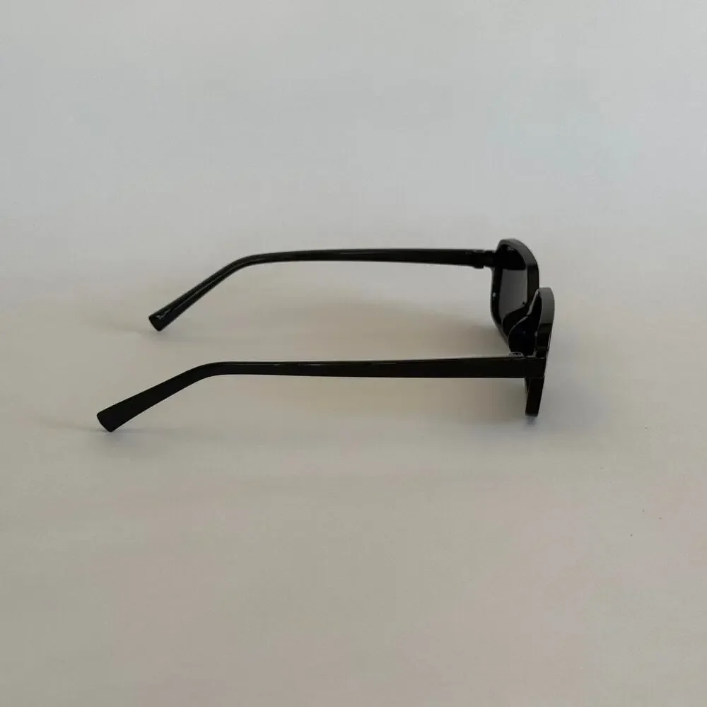 Y2K Black Rounded Square Sunglasses Unisex Clean Look UVA UVB